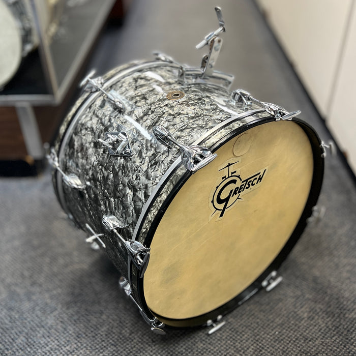 VINTAGE 1960s Gretsch 20x14 Bass Drum, Black Diamond, Round Badge