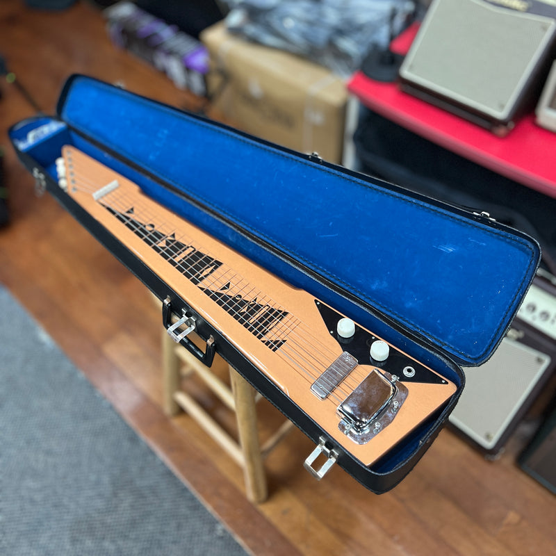 VINTAGE 1960's Harmony H-1 "Shark Tooth" 6-String Lap Steel Guitar, Copper