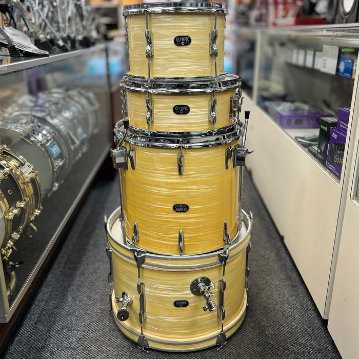 VINTAGE 1960's Olympic MIE 4-Piece Drum Shell Pack, White Marine Pearl