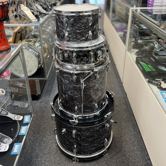 VINTAGE 1960's Stewart MIJ 4-Piece Drum Shell Pack, Black Diamond