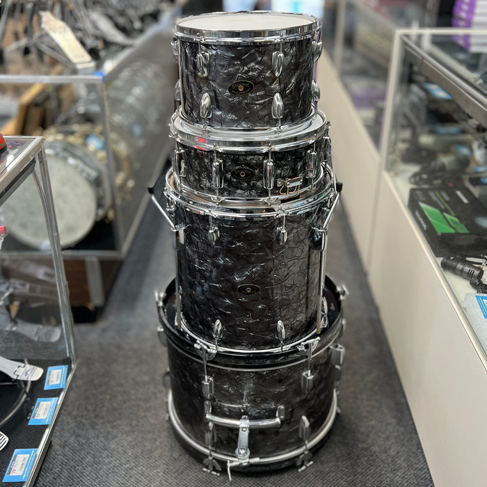 VINTAGE 1960's Stewart MIJ 4-Piece Drum Shell Pack, Black Diamond