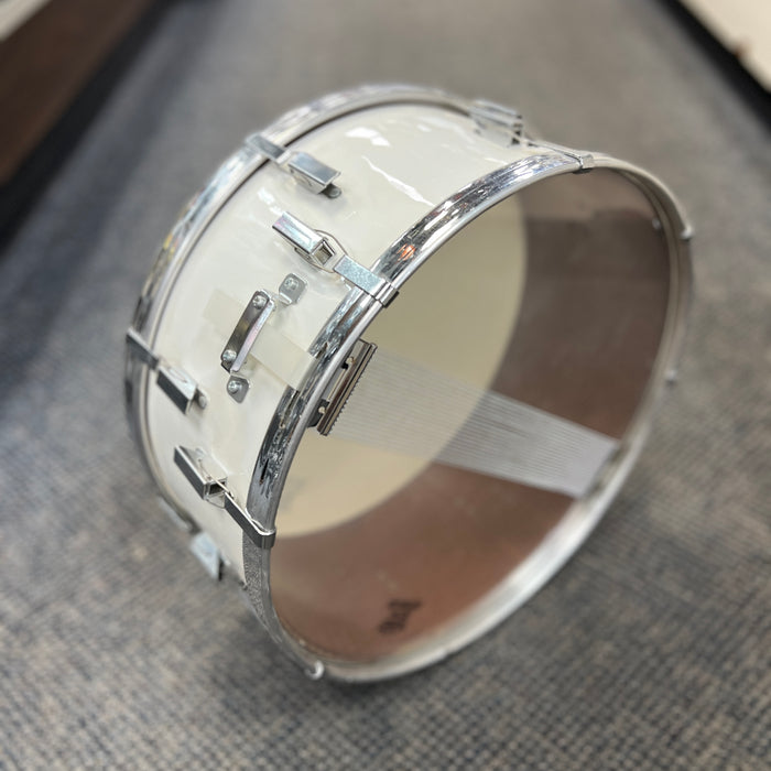 VINTAGE 1980s Remo PTS 14 x 5.5 Pre-Tuned Snare Drum, White