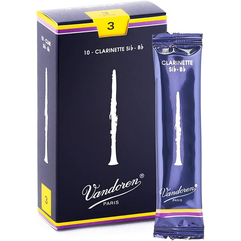 Vandoren CR103 Bb Clarinet Traditional Reeds Strength 3; Box of 10