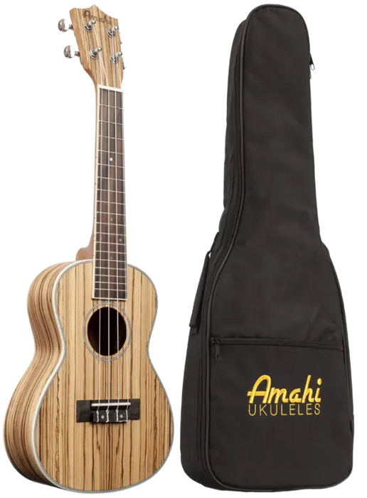 Amahi UKH-ZEBC Heritage Zebrawood Ukulele w/ Bag, Concert