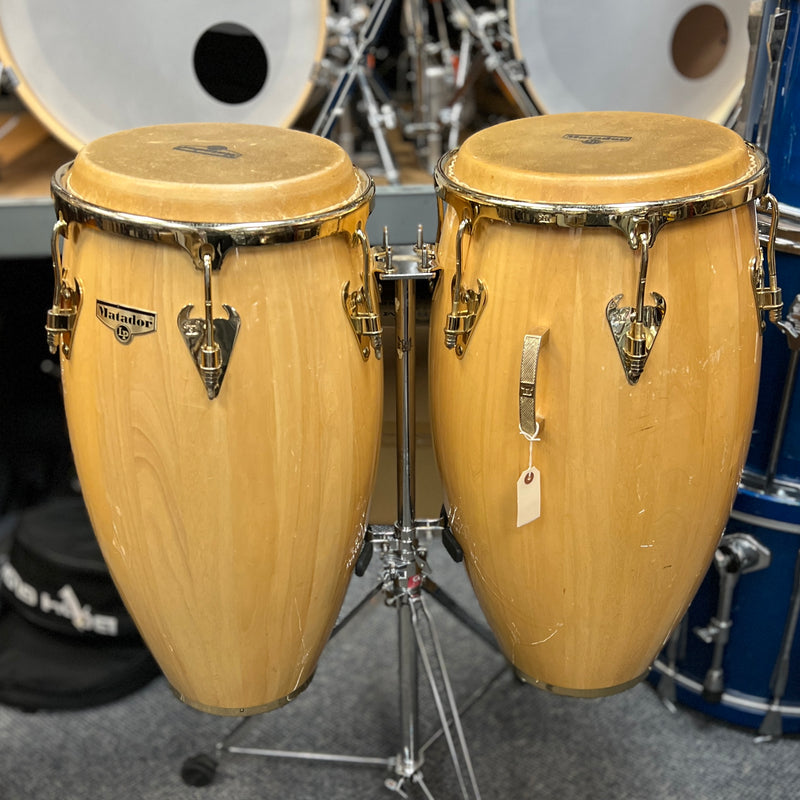 USED LP Matador Custom 10 In - 11 In Conga Set Natural w/ Double Stand