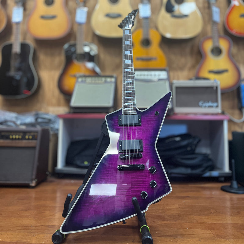 USED Firefly FFLX Explorer-Style Electric Guitar, Purple Burst