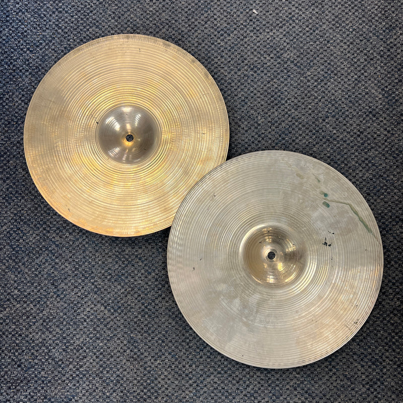 VINTAGE 1980s Sabian Pre-AA 14" Rock Hi-Hat Cymbals, 1300g/1400g