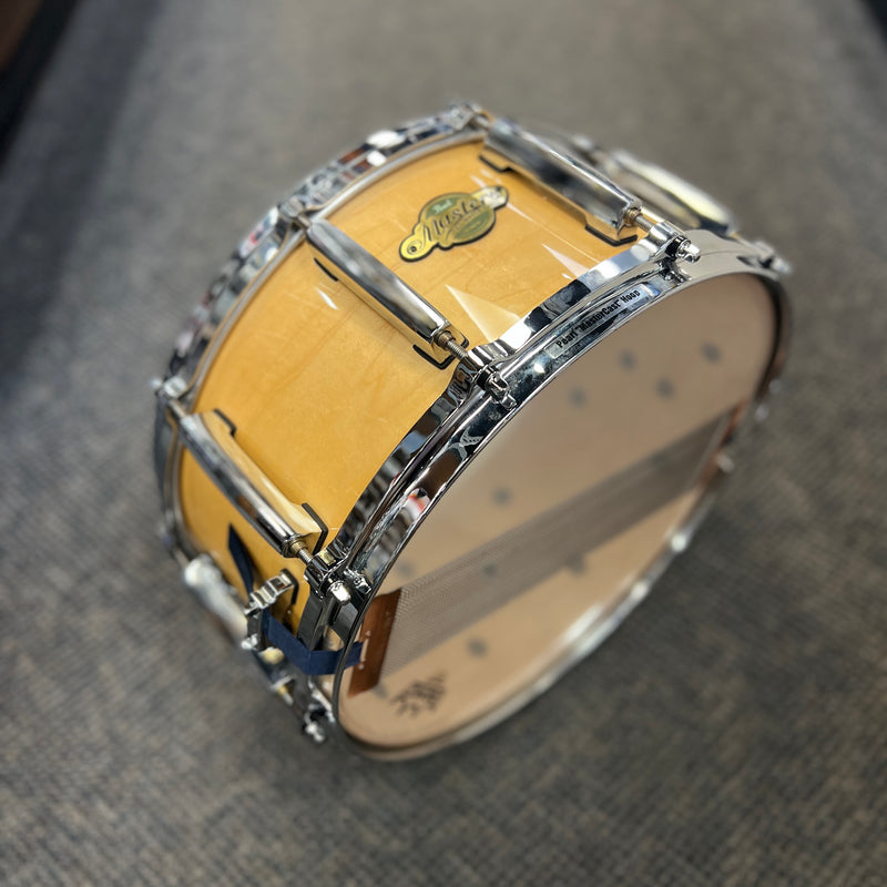 USED Pearl Masters Maple Pure Snare Drum - 6.5"x14" - Natural Maple w/ Bag