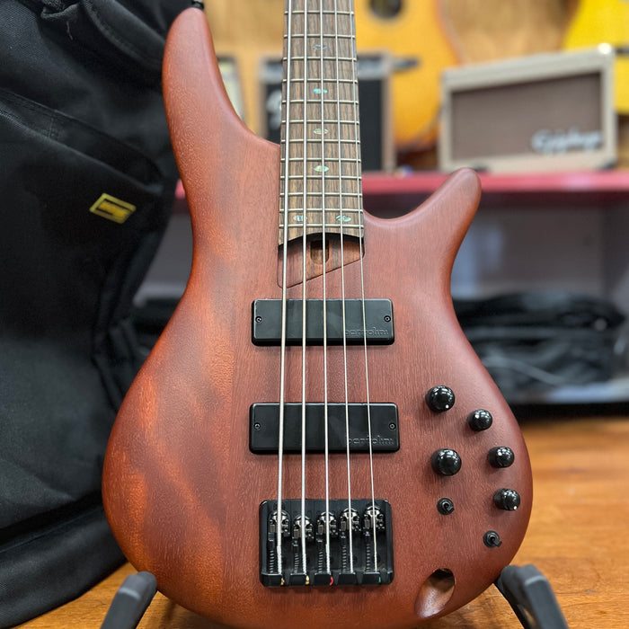 USED Ibanez SR505E 5-String Electric Bass Guitar, Brown Mahogany w/ Bag