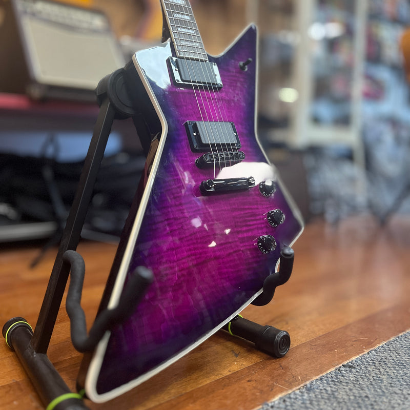 USED Firefly FFLX Explorer-Style Electric Guitar, Purple Burst
