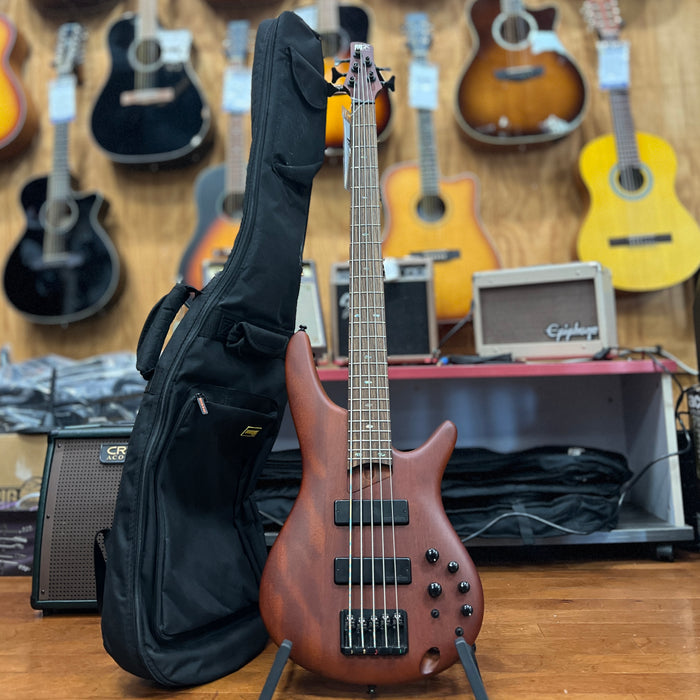 USED Ibanez SR505E 5-String Electric Bass Guitar, Brown Mahogany w/ Bag