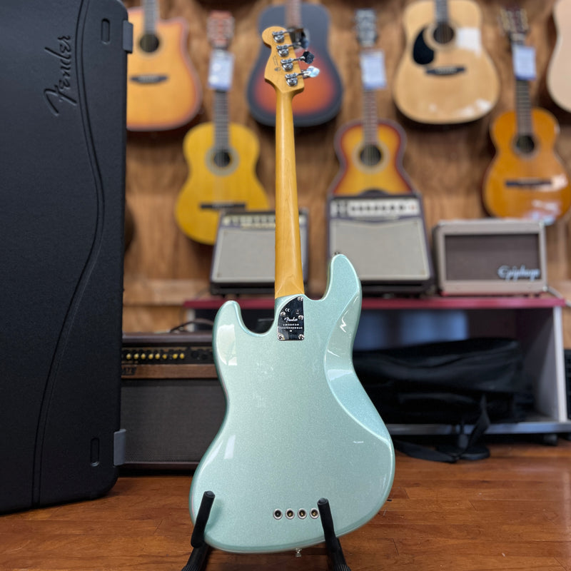 USED Fender American Professional II Jazz Bass, Maple Fingerboard, Mystic Surf Green w/ Case