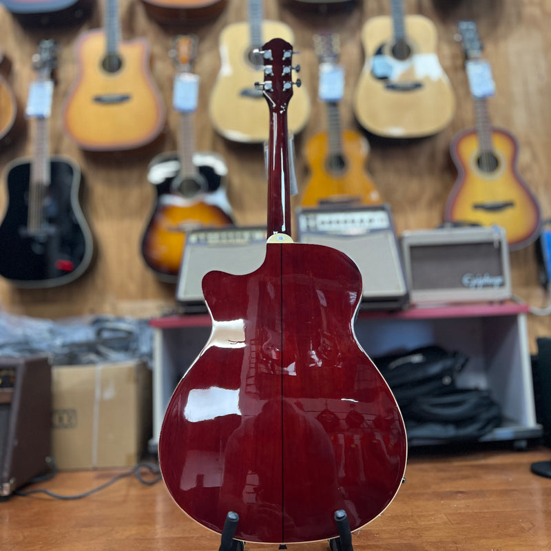 USED Oscar Schmidt OACEFCS Auditorium Acoustic/Electric Guitar, Cherry Sunburst
