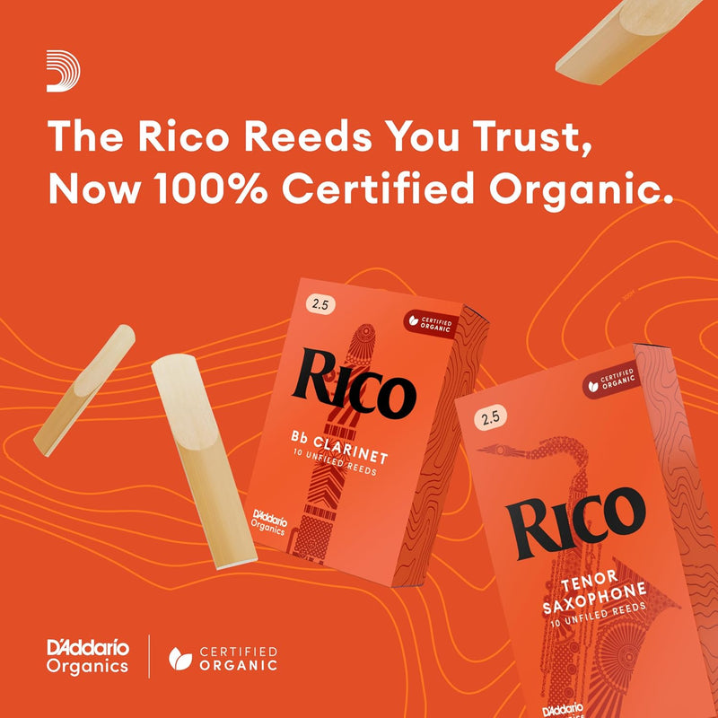 Rico Organic Alto Saxophone Reeds, Strength 3.0, Pack of 10
