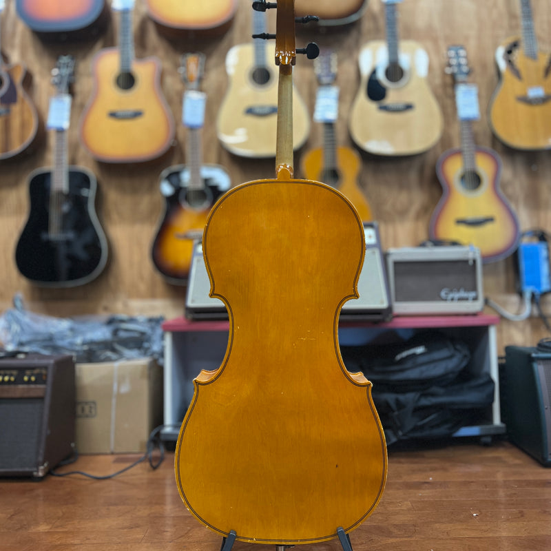 USED AS - IS Glaesel 4/4 Cello Outfit W/ Leather Bag & Bow