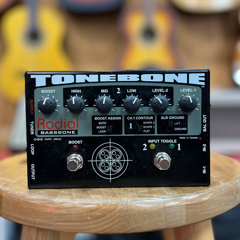 USED Radial Tonebone Bassbone Bass DI Preamp Equalizer Preamplifier V1 w/ PSU