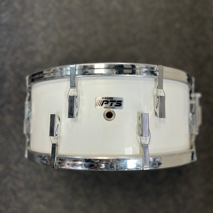 VINTAGE 1980s Remo PTS 14 x 5.5 Pre-Tuned Snare Drum, White