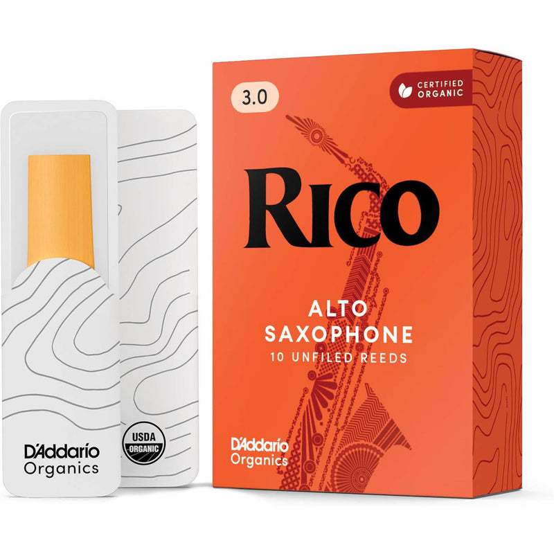 Rico Organic Alto Saxophone Reeds, Strength 3.0, Pack of 10
