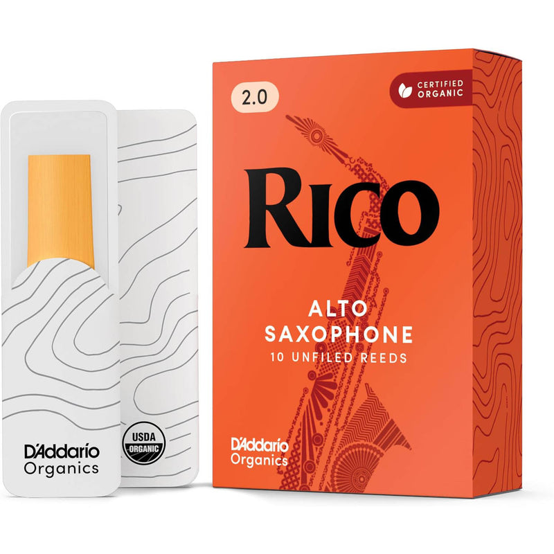 Rico Organic Alto Saxophone Reeds, Strength 2.0, Pack of 10