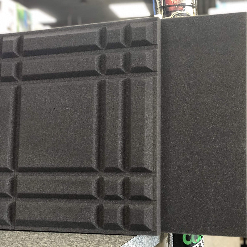 Acoustic Treatment Rigid Ceiling Tile, 24x24, Charcoal "4 Corner Stripes" Pattern-Dirt Cheep