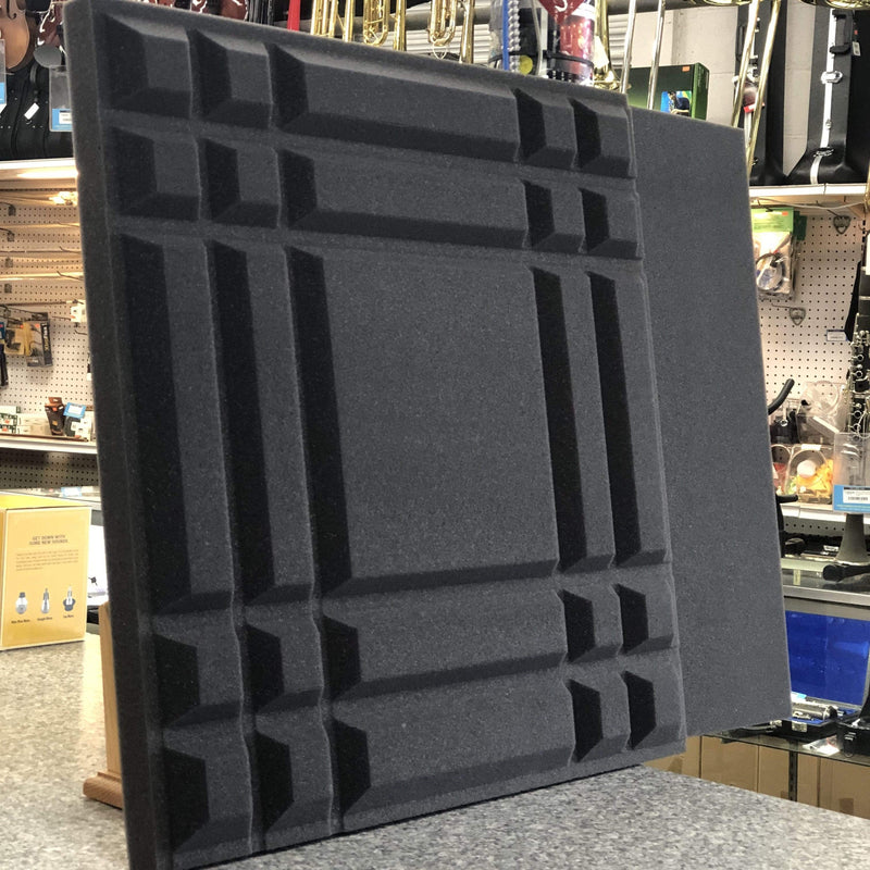 Acoustic Treatment Rigid Ceiling Tile, 24x24, Charcoal "4 Corner Stripes" Pattern-Dirt Cheep