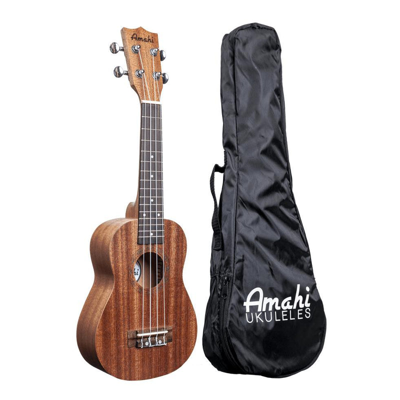 Amahi UK120W Mahogany Ukulele with Case, Soprano-Dirt Cheep