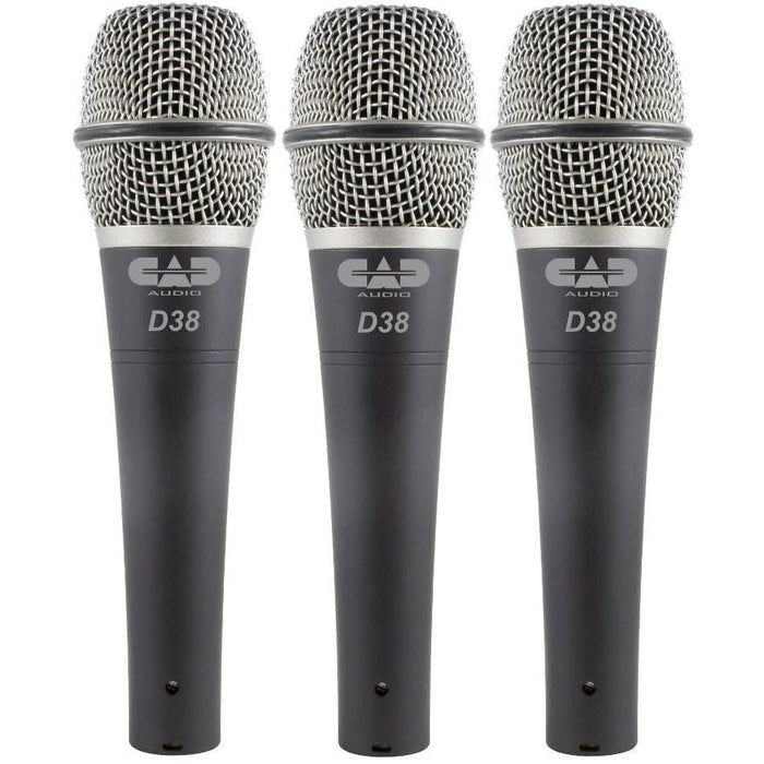 CAD Audio D38X3 Pack of 3 D38 Supercardioid Dynamic Microphones-Dirt Cheep
