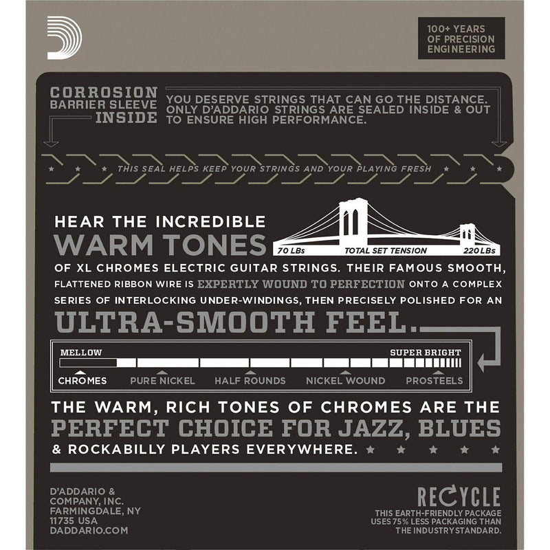 D'Addario ECG24 Flat Wound Electric Guitar Strings Set, Chromes, Jazz Light, 011-.050-Dirt Cheep