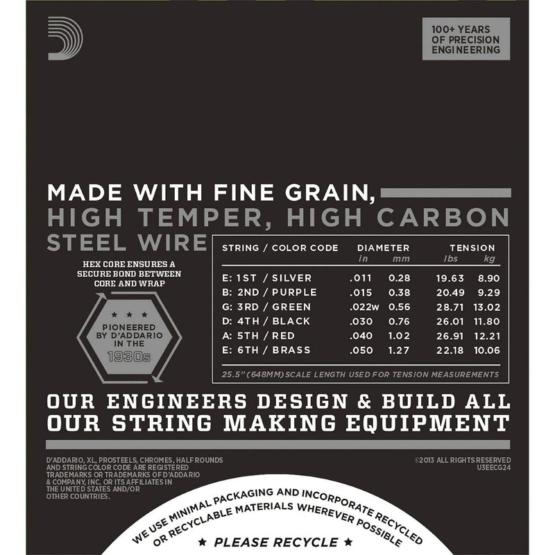 D'Addario ECG24 Flat Wound Electric Guitar Strings Set, Chromes, Jazz Light, 011-.050-Dirt Cheep