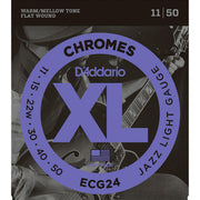 D'Addario ECG24 Flat Wound Electric Guitar Strings Set, Chromes, Jazz Light, 011-.050-Dirt Cheep