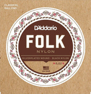 D'Addario EJ32 Folk Nylon Guitar Strings, Ball End, Silver Wound/Black Nylon Trebles-Dirt Cheep