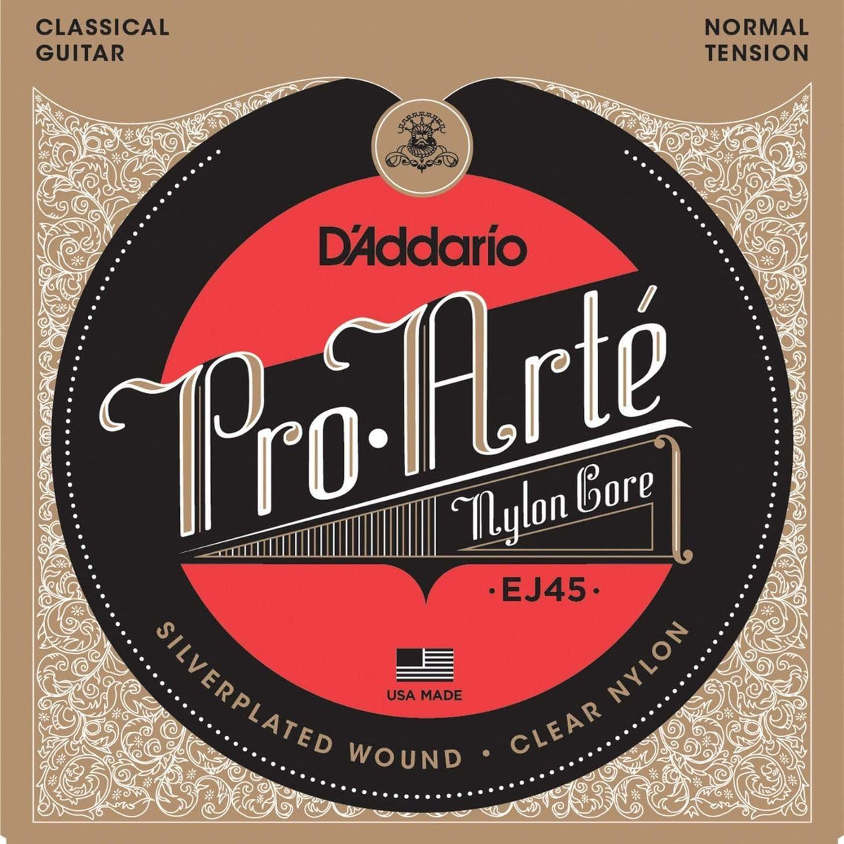 D'Addario EJ45 Pro-Arte Nylon Classical Guitar Strings, Normal Tension ...