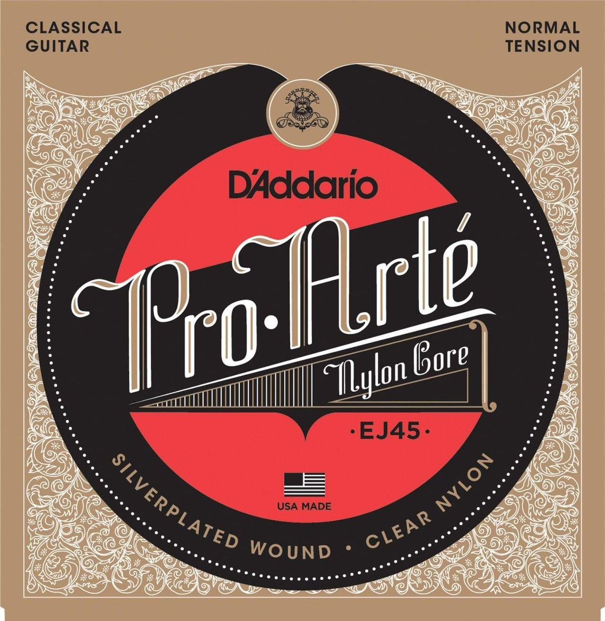 D'Addario EJ45 Pro-Arte Nylon Classical Guitar Strings, Normal Tension ...