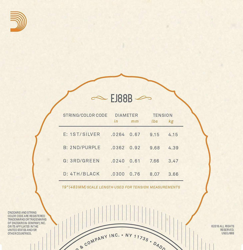 D'Addario EJ88B Nyltech Ukulele Strings, Baritone-Dirt Cheep