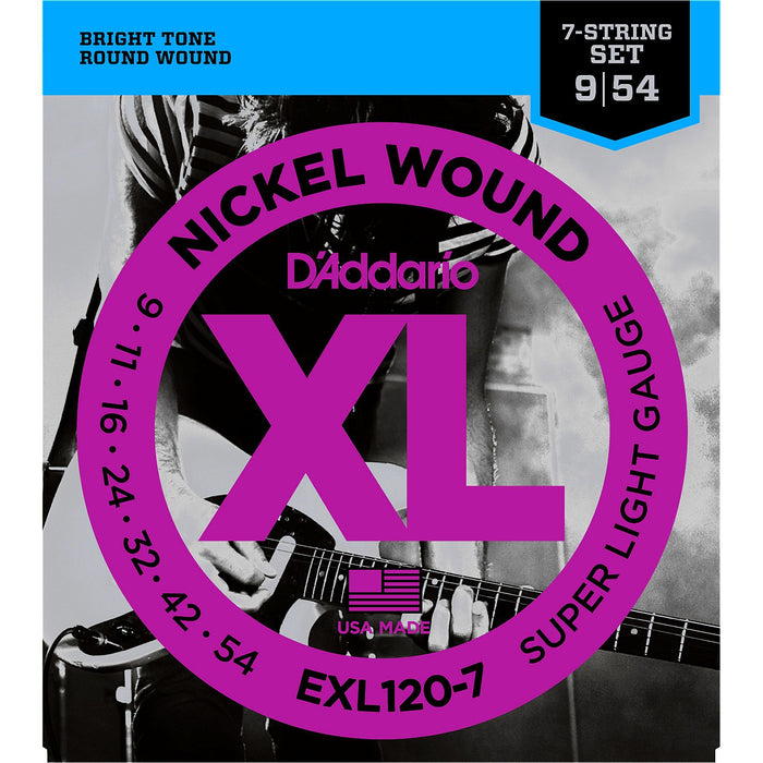 D'Addario EXL120-7 Nickel Wound 7-String Electric Guitar Strings, Super Light, 9-54-Dirt Cheep