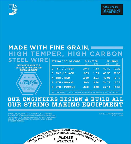 D'Addario EXL170-5 5-String Nickel Wound Bass Guitar Strings, Light, 45-130, Long Scale-Dirt Cheep