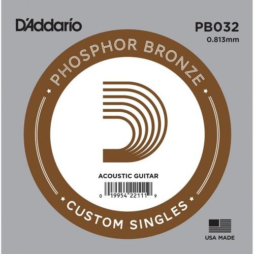 D'Addario PB032 Phosphor Bronze Single Guitar String, .032-Dirt Cheep