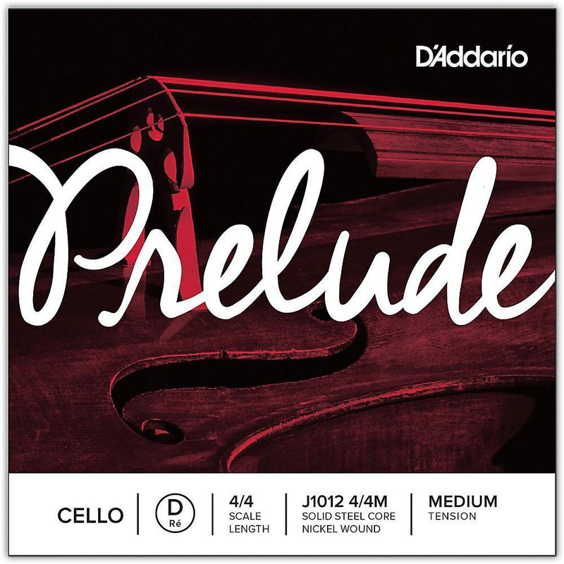 D'Addario Prelude Cello Single D String, 4/4 Scale, Medium Tension