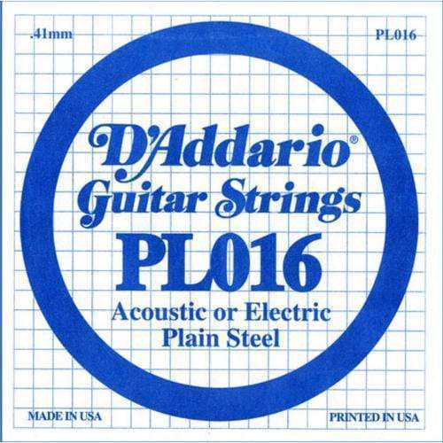 D'addario PL016 Plain Steel Single Guitar String, .016-Dirt Cheep