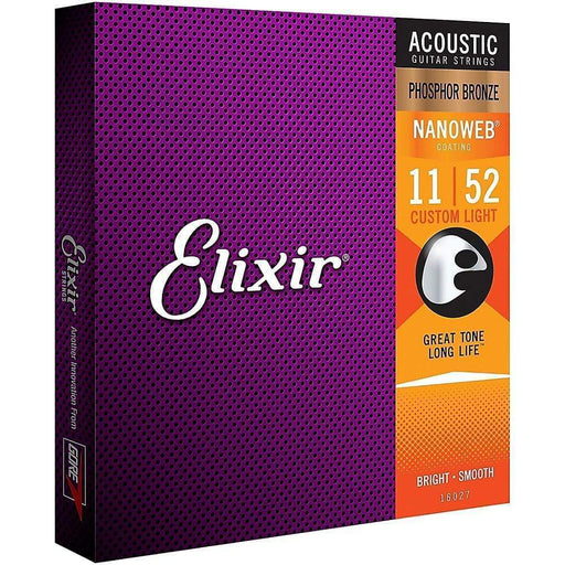 Elixir 16027 Nanoweb PB Acoustic Guitar String Set, Custom Light .011-.052-Dirt Cheep