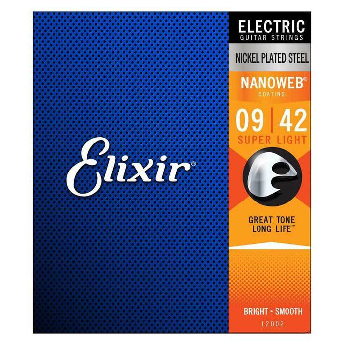Elixir Strings 12002 Nanoweb Super Light Electric Guitar Strings, 9-42
