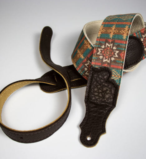 Franklin Straps CD1-T-CH 2" Turquoise Old Aztec Graphic Strap/Natural Cotton, Made in USA