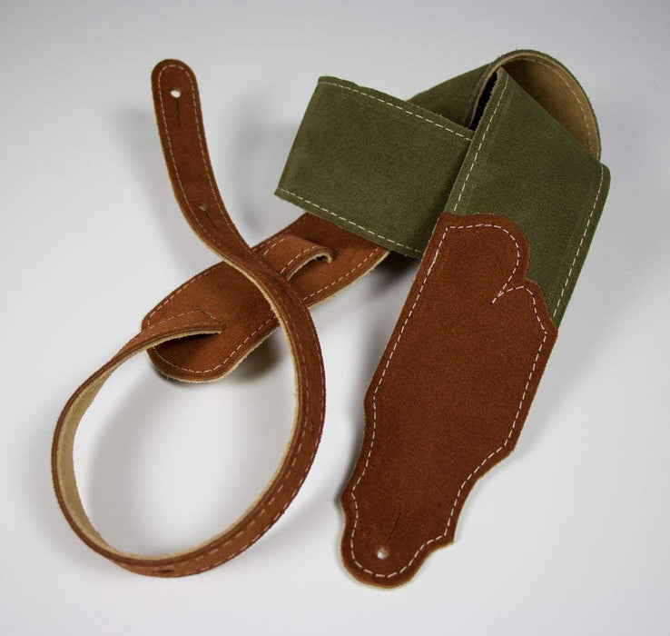Franklin Straps FSS2-OL-RU 2.5" Original Suede with Suede Backing and Rust Ends Guitar Strap, Olive