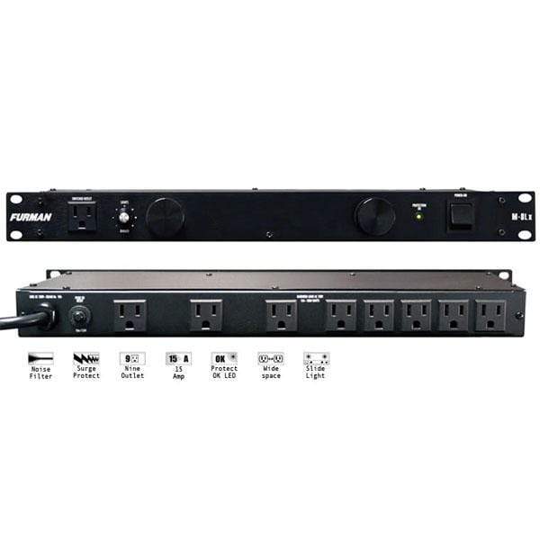 Furman M-8Lx Standard Level Power Conditioning, 15 Amp, 9 Outlets with Wall Wart Spacing, Pullout Lights-Dirt Cheep