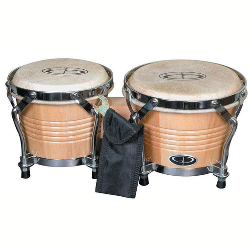 GP Percussion B2 Pro-Series Tunable Bongos 6 & 7 Inch (Clear Finish, Hickory)-Dirt Cheep