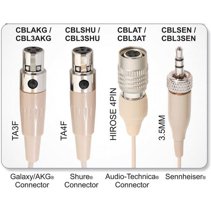 Galaxy Audio HSM3-OBG-4MIXED Dual-Ear Headset Microphone with 4 Cables (Galaxy/AKG, Shure, AudioTechnica, Sennheiser), Beige-Dirt Cheep
