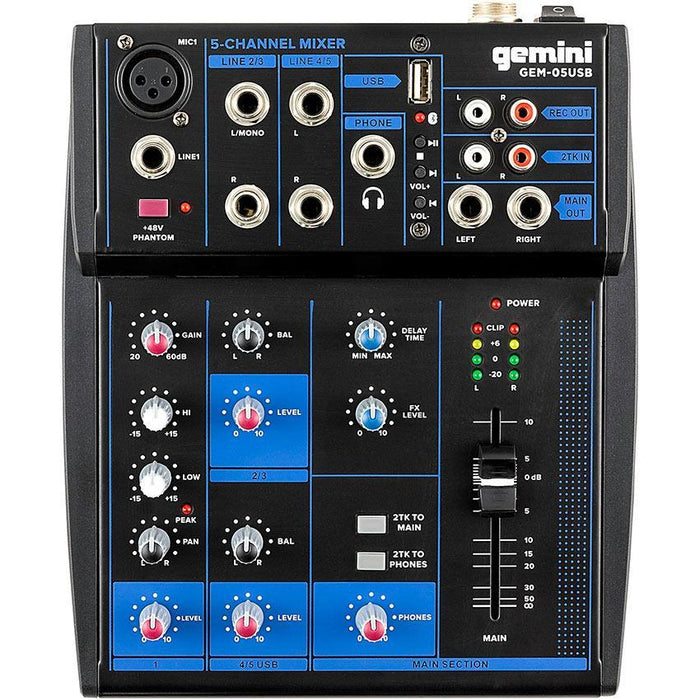 Gemini GEM-05USB 5-Channel Mixer with Bluetooth