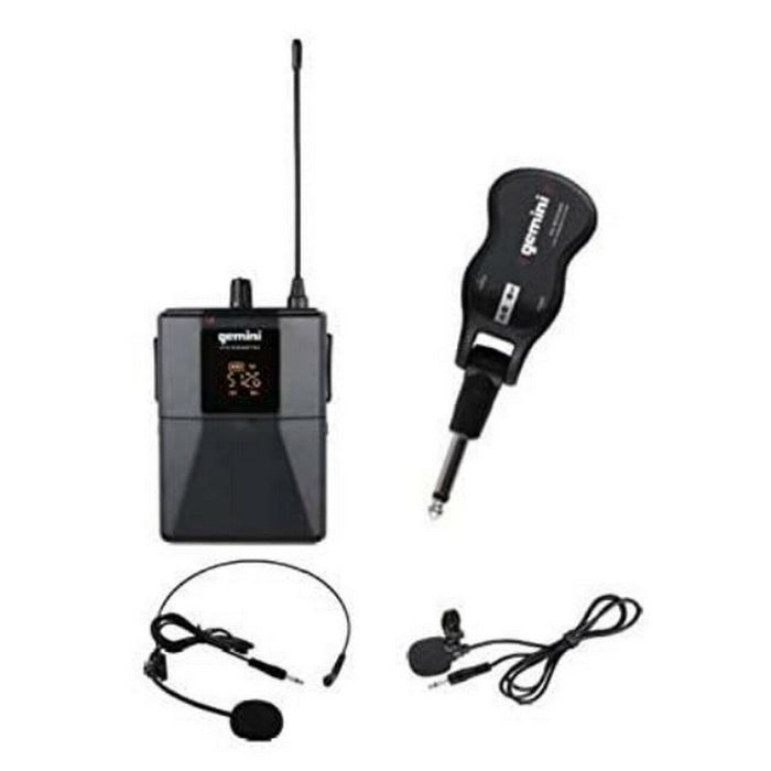 Gemini GMU-HSL100 UHF Wireless Hands Free Lavalier Headset Microphone System