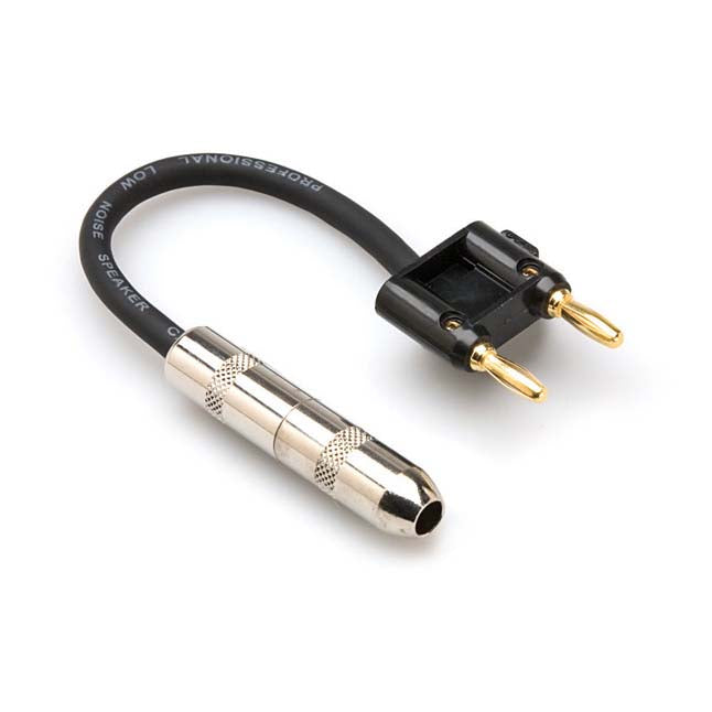 HOSA BNP-116BK Speaker Adaptor, Hosa 1/4 in TS to Dual Banana, 6 in, Black