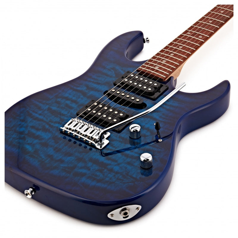 Ibanez GRX70QA RG GIO Series Electric Guitar, Transparent Blue Burst